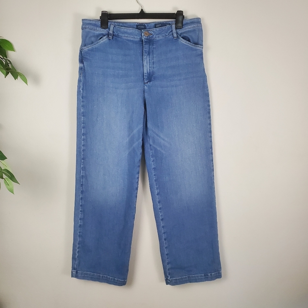 J Jill Denim Trouser Jeans Women Size 14 Wide Leg Blue Plus